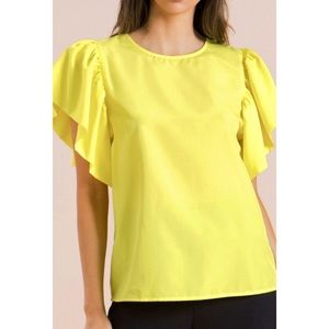 JEALOUS TOMATO Yellow Ruffle Sleeve Top
